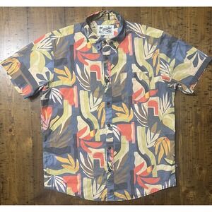 Howler Bros. Men Medium Geometric Floral Pattern Hawaiian S/S Cotton-Blend Shirt